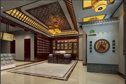 铜梁古朴典雅的中式茶叶店大堂设计效果图